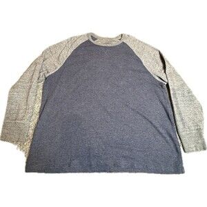 L.L. Bean Shirt Mens 2XL Blue Gray Raglan Slightly Fitted Pullover Long Sleeve